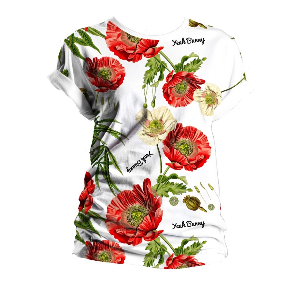 Yeah Bunny Poppy Print Floral T-shirt